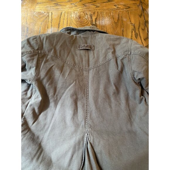 Vintage Cabelas Womens Brown Canvas Long Coat With Striped Fleece Lining Size M - Picture 10 of 13